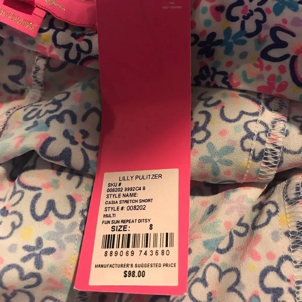 NWT Lilly Pulitzer Casia Scalloped Hem Shorts Size 8 Multi-Colored Floral